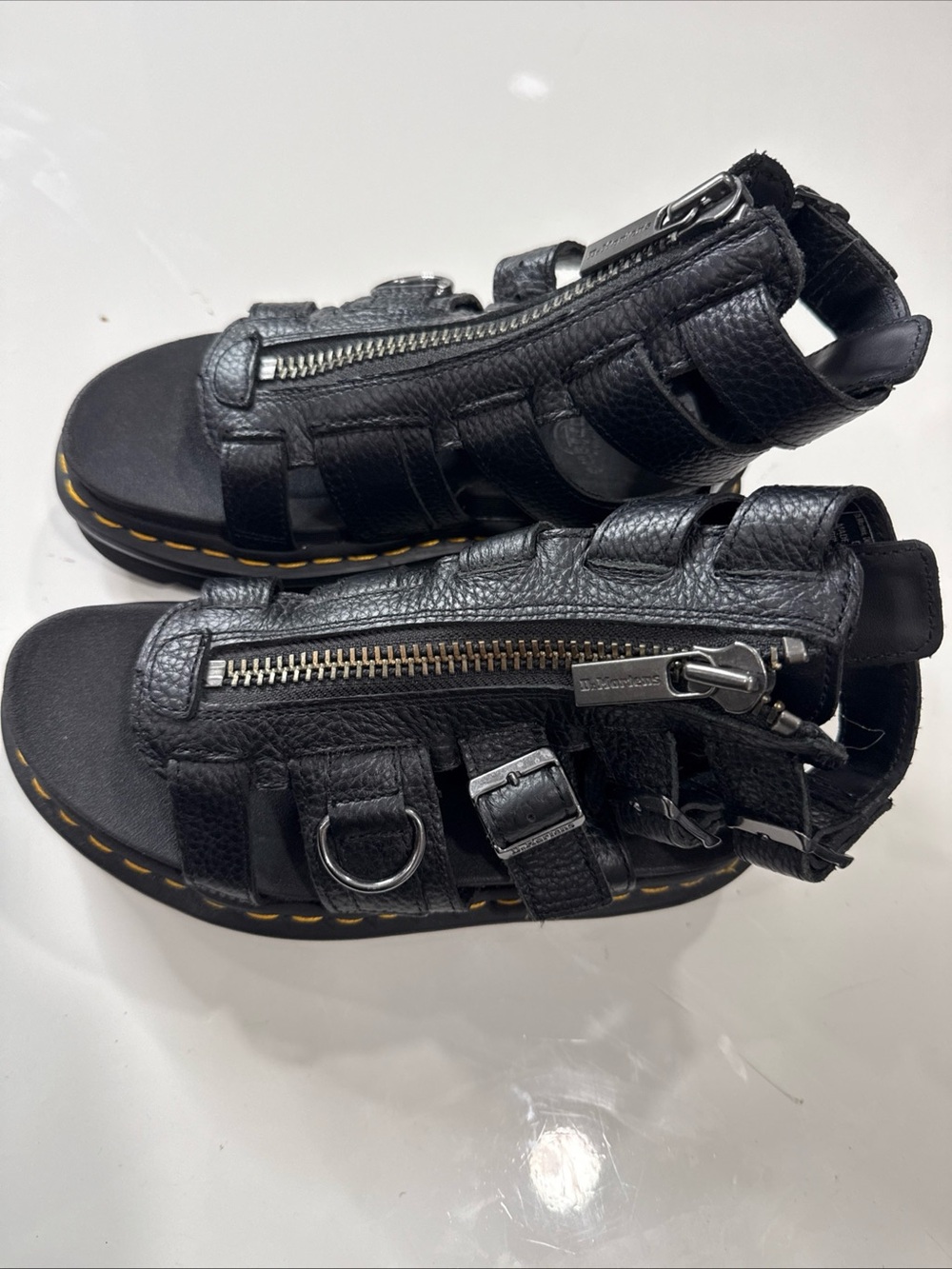Dr. Martens Black Leather Gladiator Sandals Buckle & Zipper US 5 Women